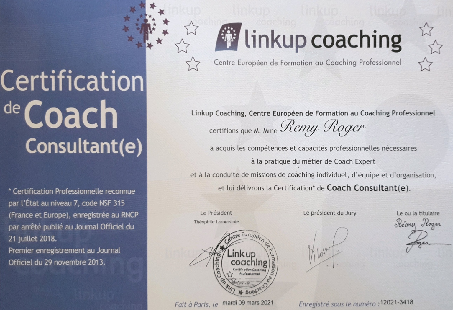 Diplôme de Coach-Consultant